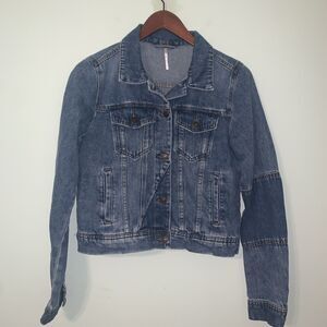 Free People Women’s Jean Jacket Boho Blue Denim Size Small 90's